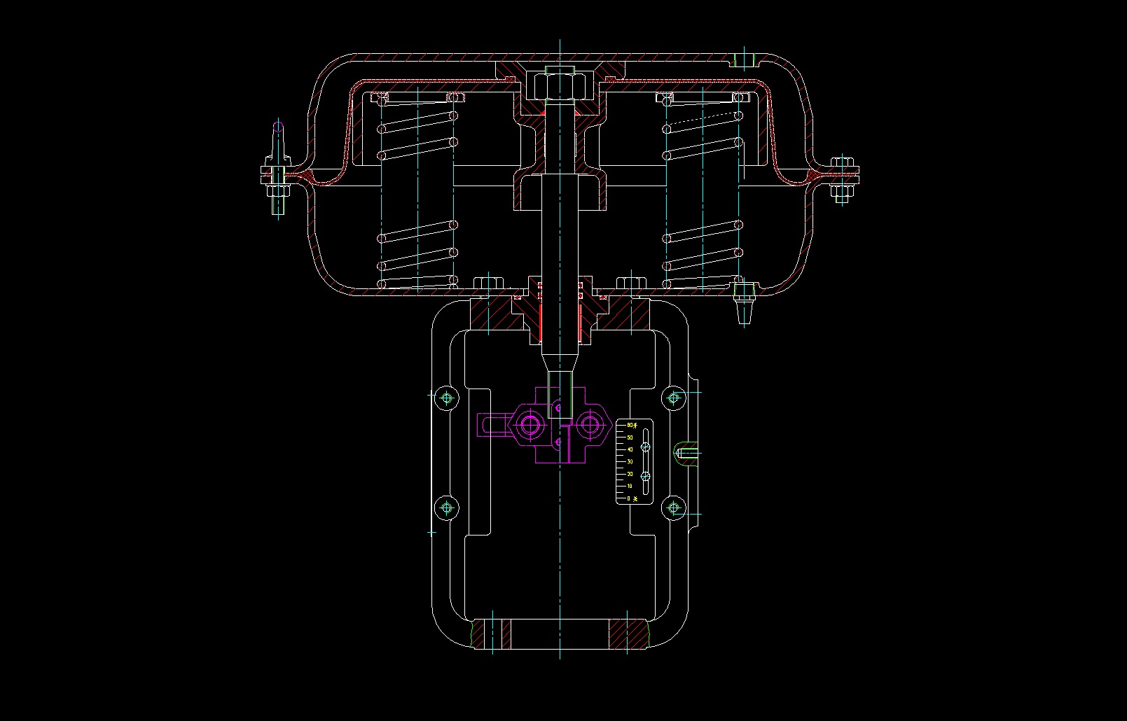 Structure diagram of a pneumatic valve actuator assembly