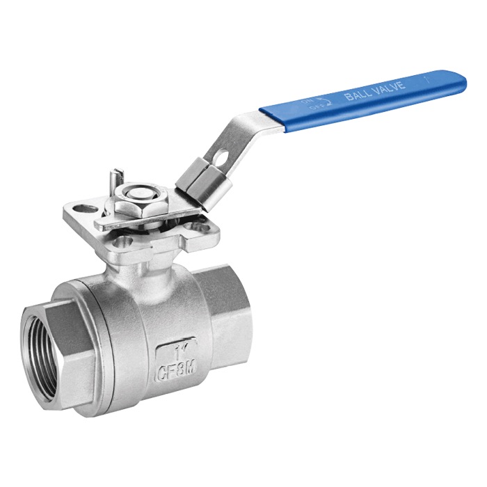 Stainless steel one-piece and three-piece threaded ball valves with female NPT or BSP ends and manual handles
