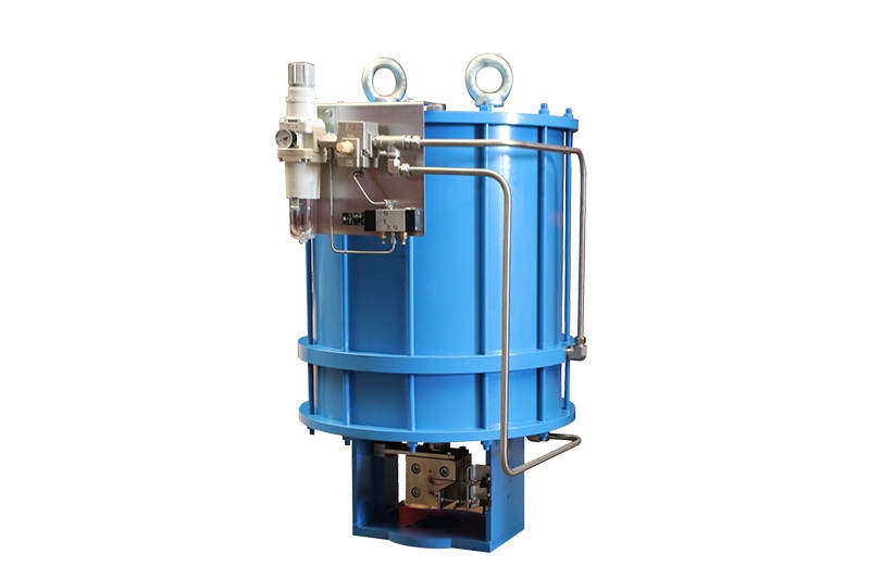 Linear motion pneumatic control valve actuator mounted on a globe valve body with stem and diaphragm housing